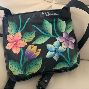 Anna Black Floral Shoulder Bag